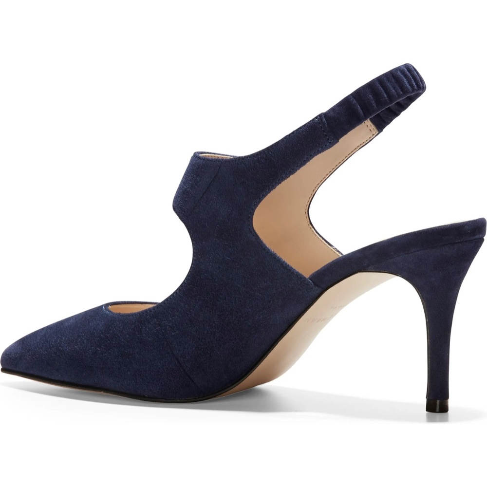 Cole Haan Liesel Navy Blue Suede Mules Heels Pumps - Picture 2 of 11